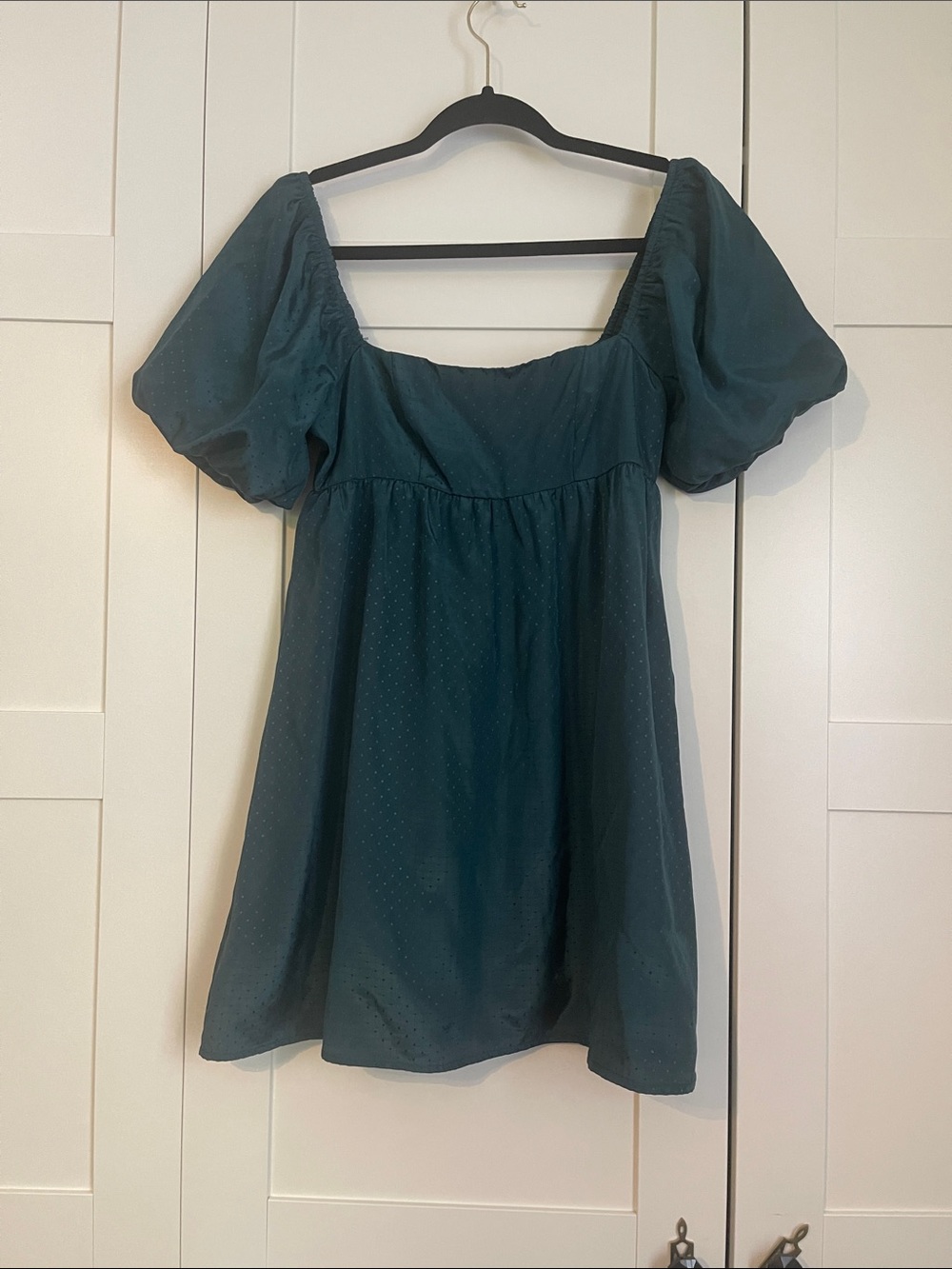 Altar'd State Dark Teal Puff Sleeve Square Neck Tunic